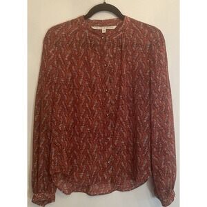 Veronica Beard Red and White Patterned Blouse